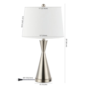 Colton 26" Classic French Country Iron LED Table Lamp with USB Charging Port - JONATHAN Y